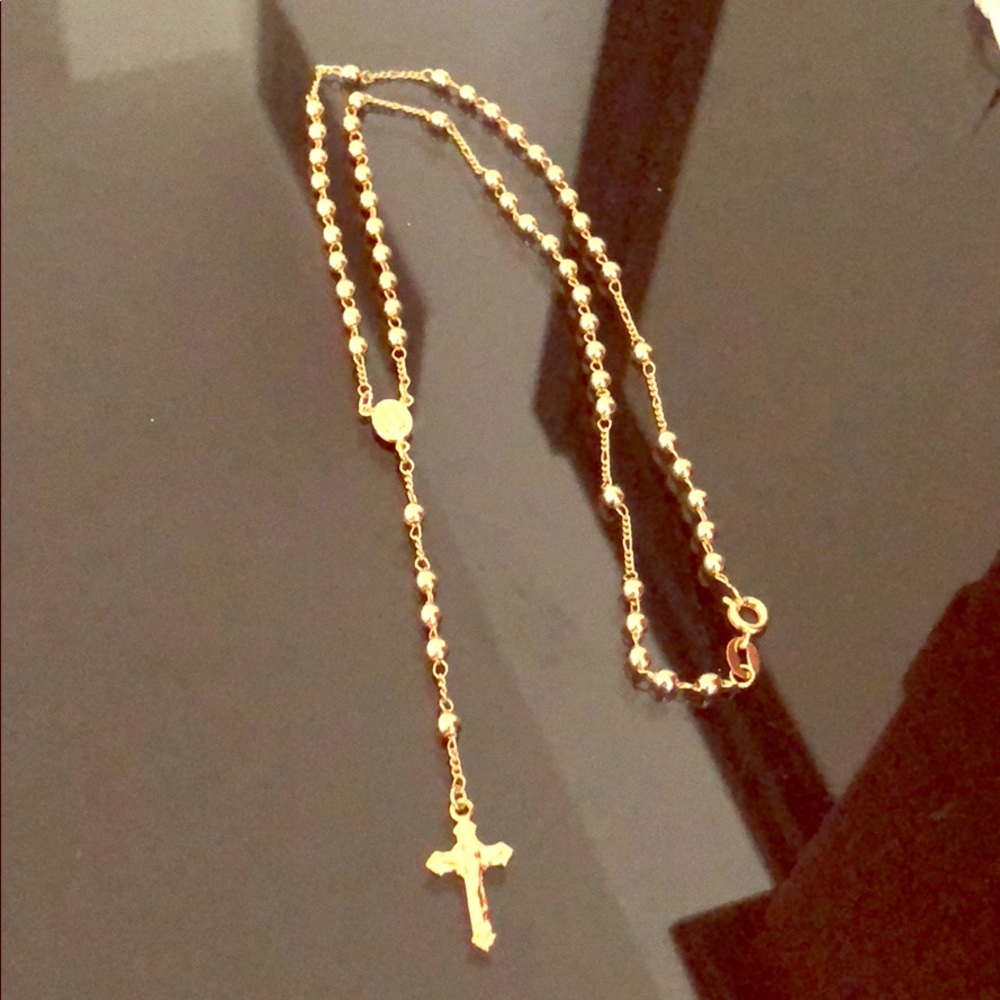 Gold plated rosary necklace